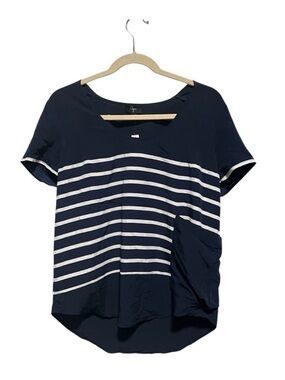 Aqua Striped Blouse, Bloomingdale's, New with Tags, Size Medium